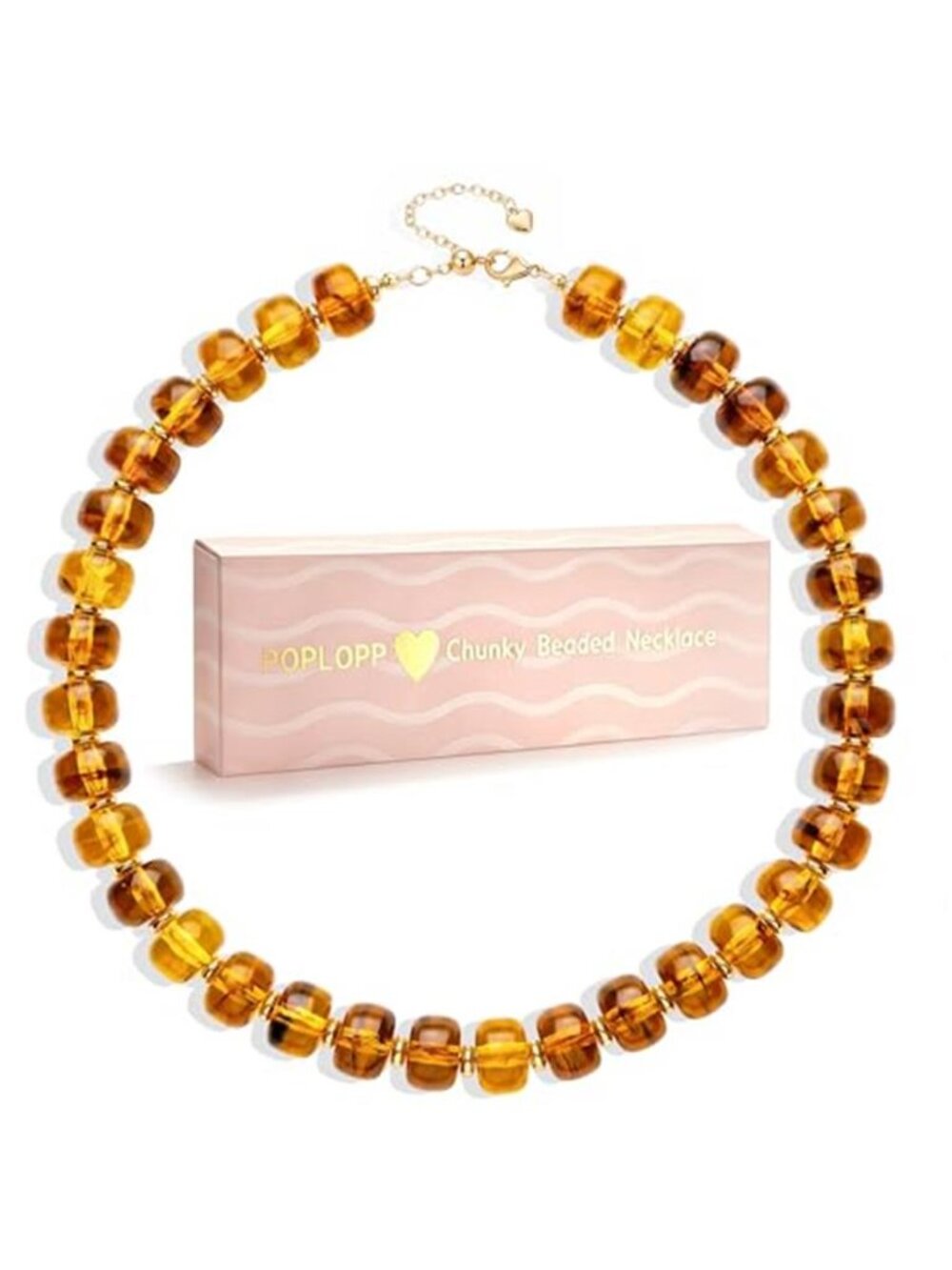 POPLOPP Chunky Beaded Necklaces for Women, Boho Large Bead Choker Necklace,